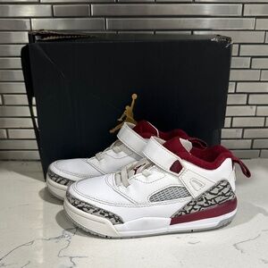 Jordan Kids White and Burgundy Sneakers